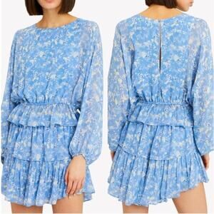 LoveShackFancy Nellie Bluejay Silk Blouse Top Size XS